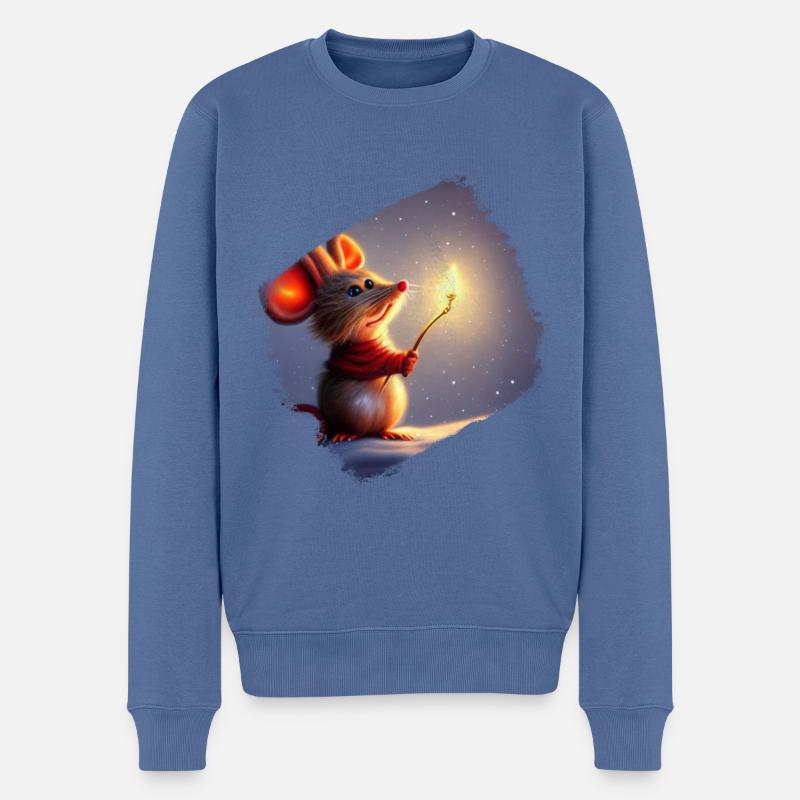 Weihnachten Maus - Männer Premium Bio Pullover - Taubenblau