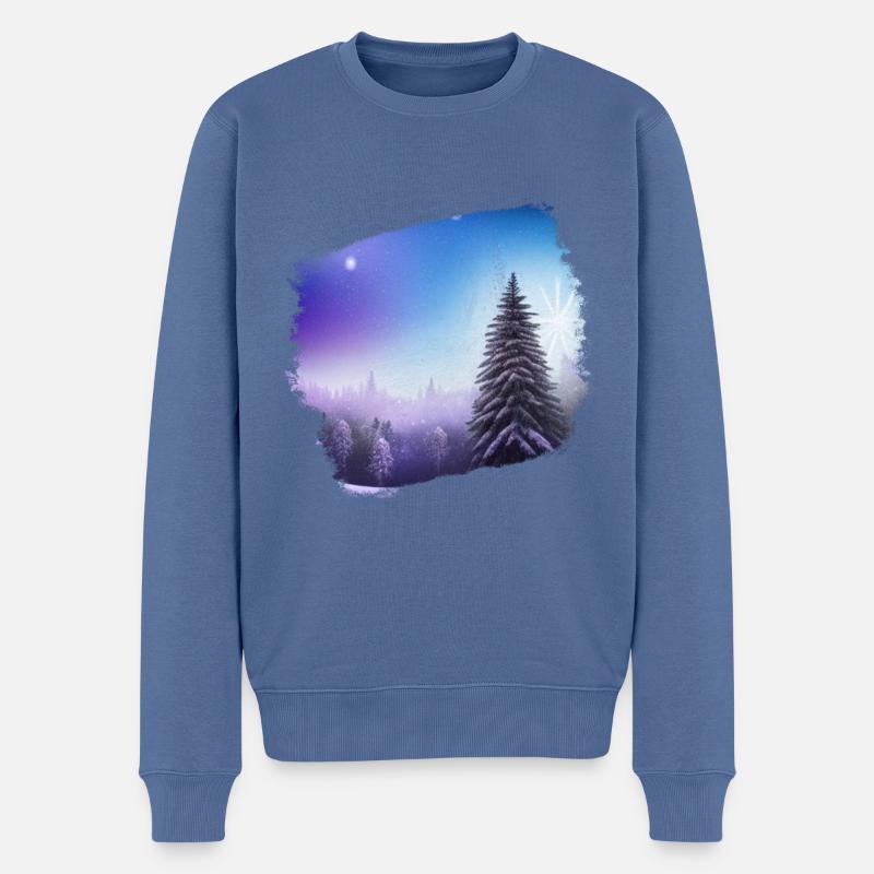 Winterlandschaft - Männer Premium Bio Pullover - Taubenblau