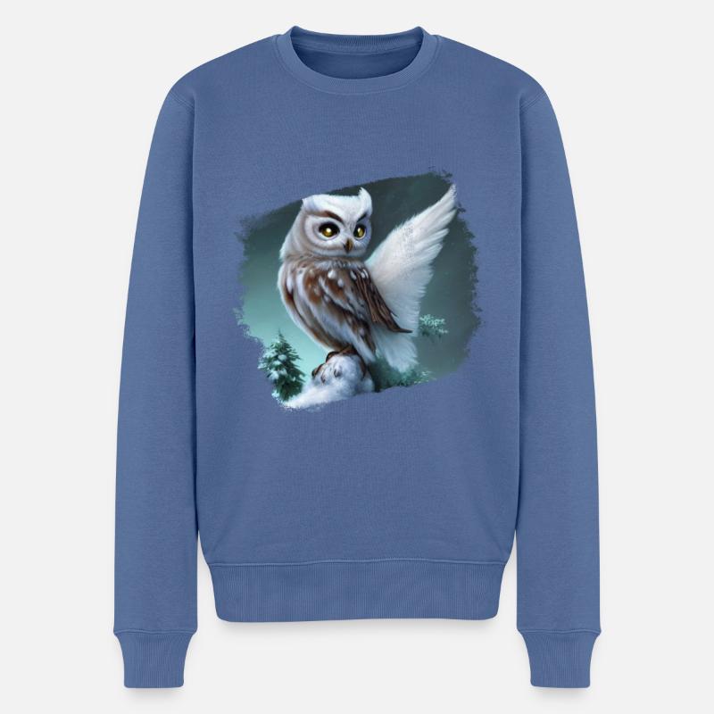 Schneeeule - Männer Premium Bio Pullover - Taubenblau