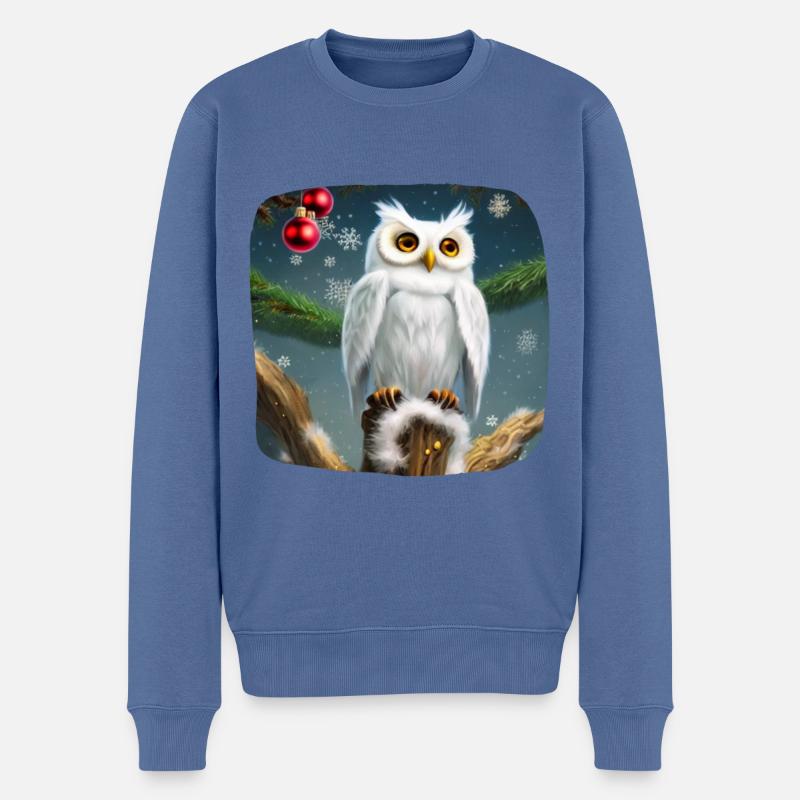 Weihnachtsmotiv Schneeeule - Männer Premium Bio Pullover - Taubenblau