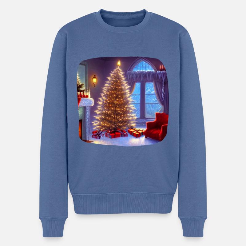 Weihnachtsbaum - Männer Premium Bio Pullover - Taubenblau