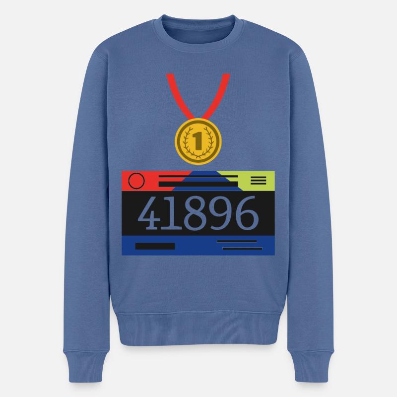 Running Runner Semi-Marathon - Pull Premium bio Homme - bleu pigeon