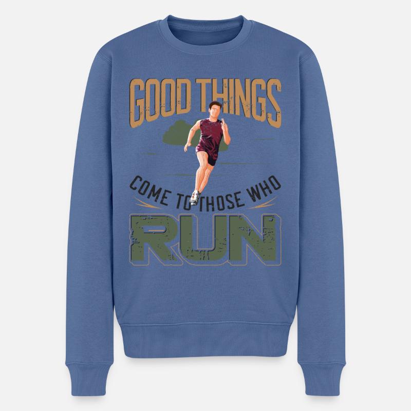 Running Runner Half Marathon - Männer Premium Bio Pullover - Taubenblau