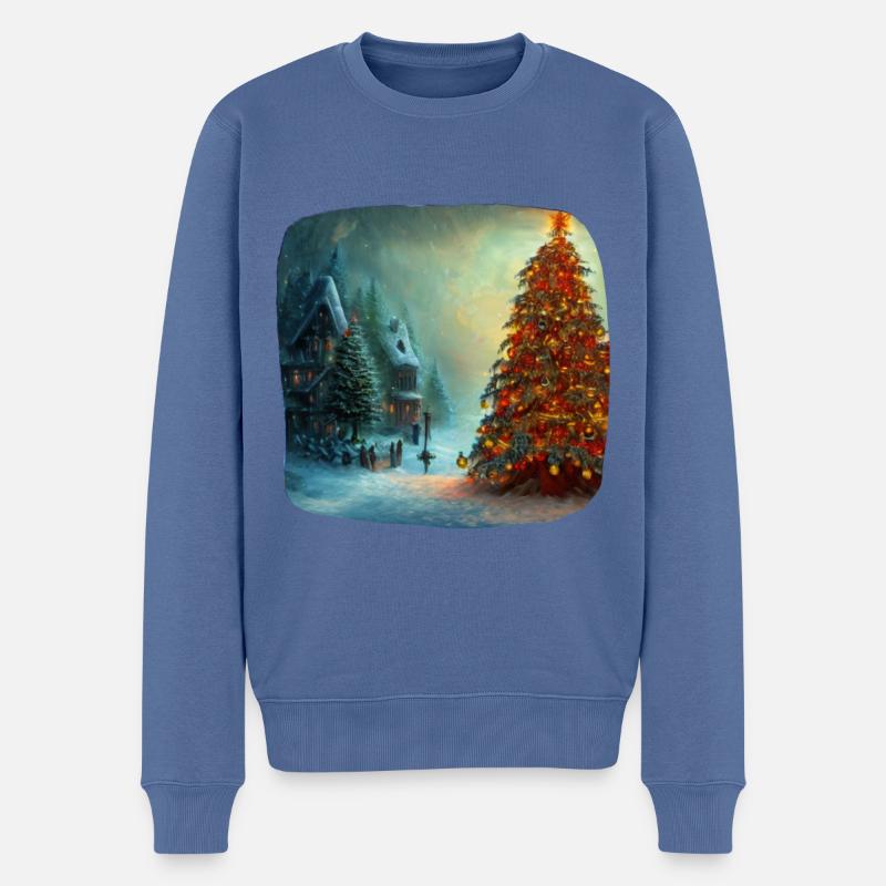 Weihnachtsdorf - Männer Premium Bio Pullover - Taubenblau