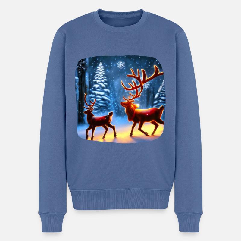 Rentier - Männer Premium Bio Pullover - Taubenblau