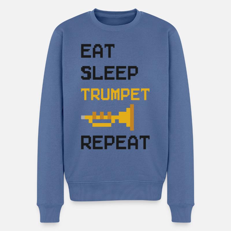 Trompettiste 8 Bit Retro Eat - Pull Premium bio Homme - bleu pigeon
