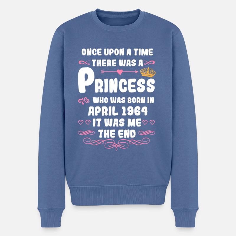 Es war einmal eine Prinzessin. April 1964 Geburtst - Männer Premium Bio Pullover - Taubenblau