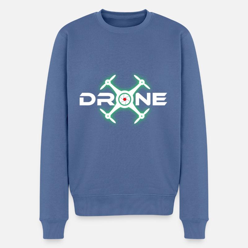 Drone Pilot Glow Effect - Men's Premium Organic Jumper - stone blue