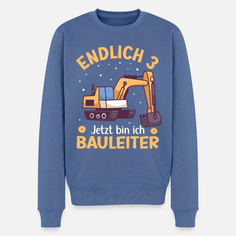 3. Geburtstag Junge Bagger Design Endlich 3 - Männer Premium Bio Pullover - Taubenblau