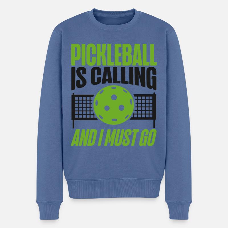 Pickleball Pickleball Is Calling - Männer Premium Bio Pullover - Taubenblau