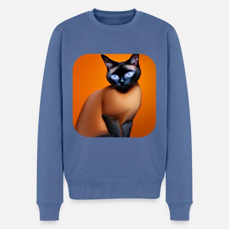 Siamkatze - Männer Premium Bio Pullover - Taubenblau