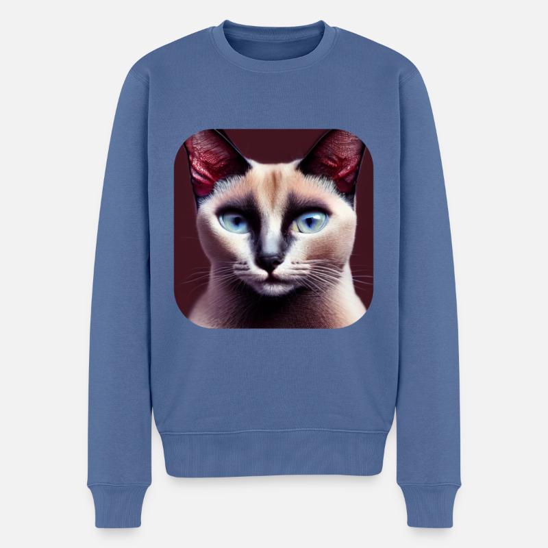 Siamkatze - Männer Premium Bio Pullover - Taubenblau
