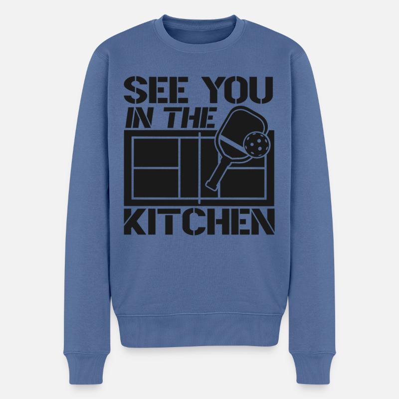 Pickleball See You In The Kitchen - Männer Premium Bio Pullover - Taubenblau