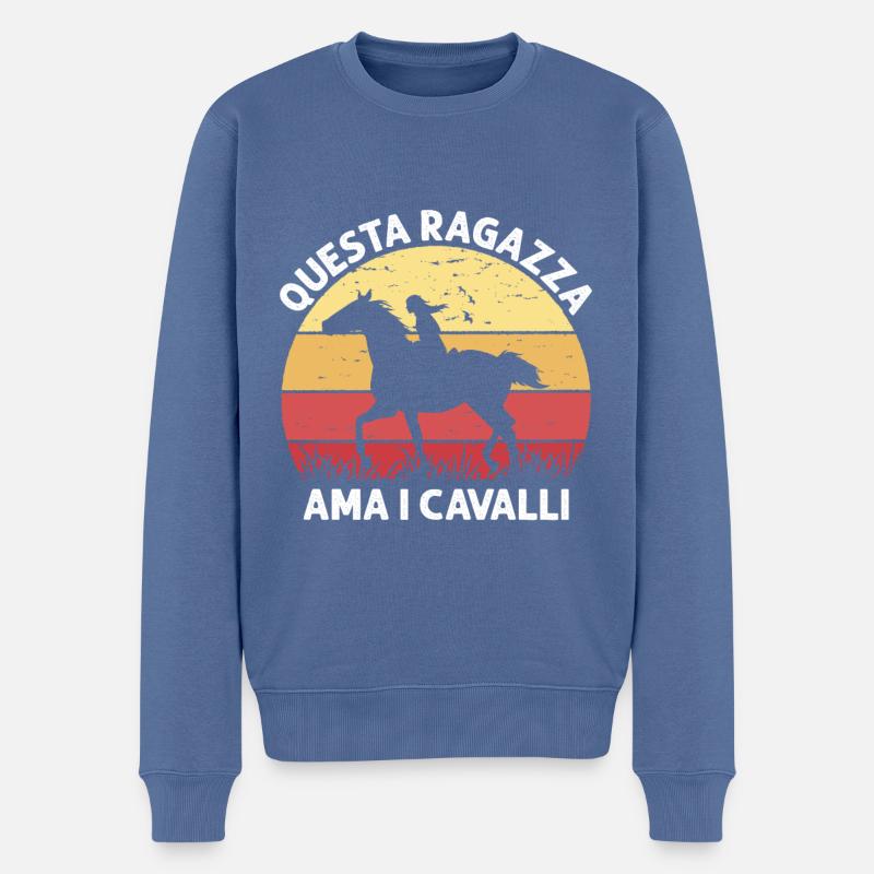 Dieses Mädchen Liebt Pferde Reiten - Männer Premium Bio Pullover - Taubenblau