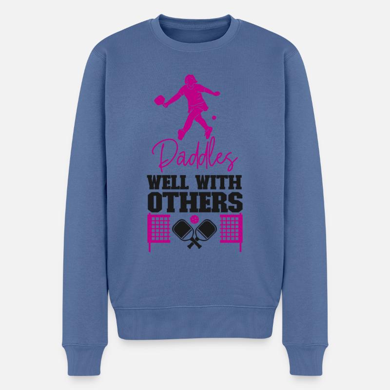 Pickleball Paddles Well With - Männer Premium Bio Pullover - Taubenblau