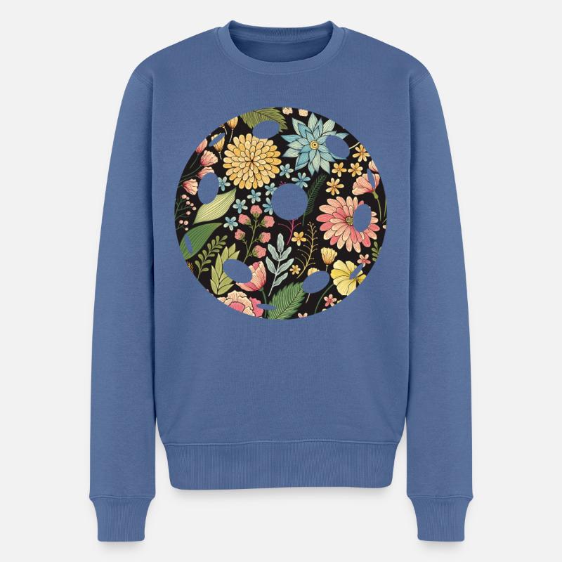 Pickleball Flower Floral - Männer Premium Bio Pullover - Taubenblau