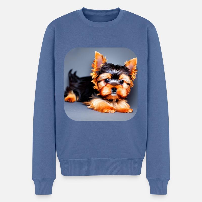 Yorkshire Terrier Welpe - Männer Premium Bio Pullover - Taubenblau