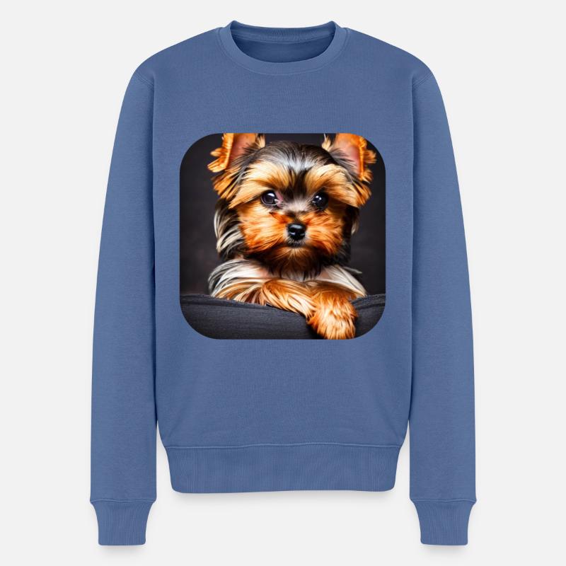 Yorkshire Terrier Welpe - Männer Premium Bio Pullover - Taubenblau