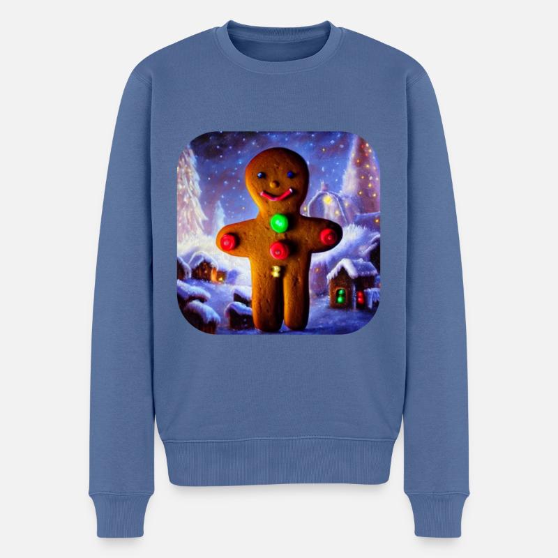 Weihnachts Lebkuchenmann - Männer Premium Bio Pullover - Taubenblau