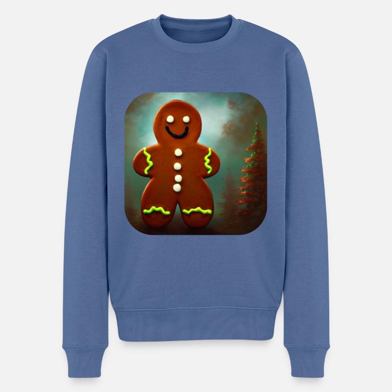 Weihnachts Lebkuchenmann - Männer Premium Bio Pullover - Taubenblau