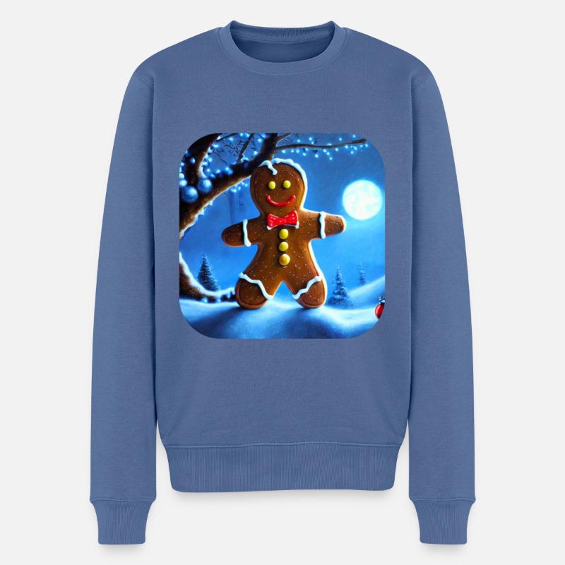 Weihnachts Lebkuchenmann - Männer Premium Bio Pullover - Taubenblau