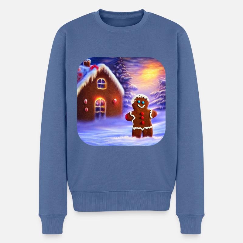 Weihnachts Lebkuchenmann - Männer Premium Bio Pullover - Taubenblau