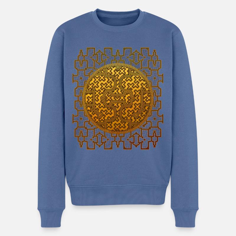 Shipibo Conibo Pattern Ayahuaska Voyage - Pull Premium bio Homme - bleu pigeon