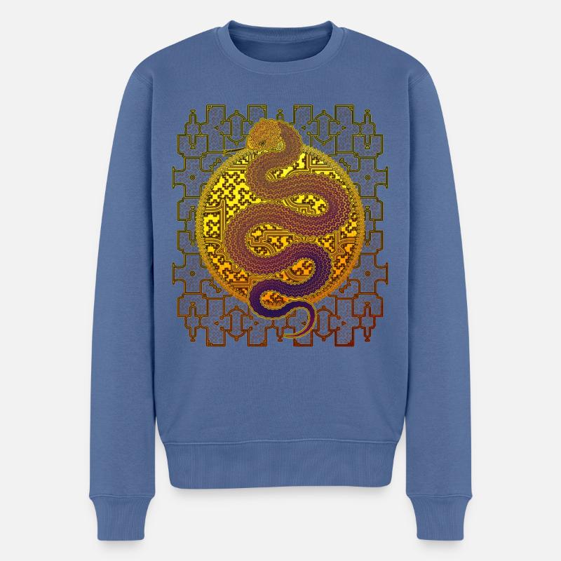 Shipibo Conibo Muster Ayahuaska Schlange - Männer Premium Bio Pullover - Taubenblau