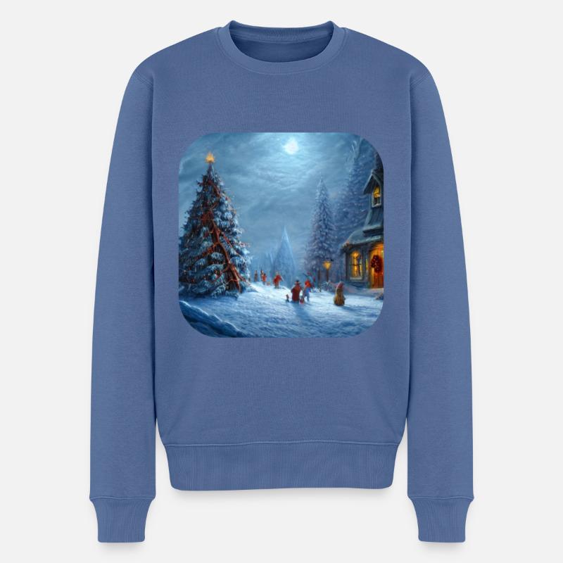 Weihnachtsmotiv - Männer Premium Bio Pullover - Taubenblau