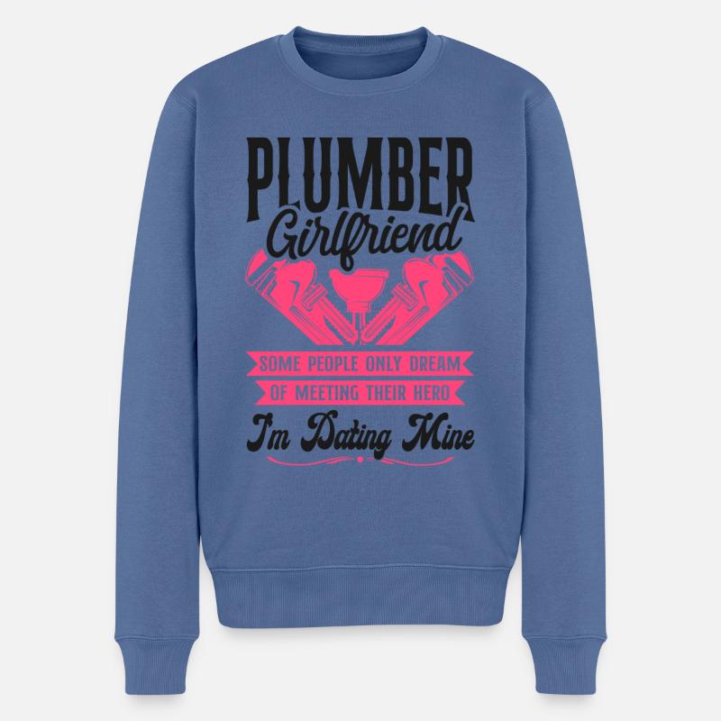 Plumbing Plumber Girlfriend - Männer Premium Bio Pullover - Taubenblau
