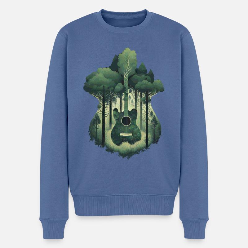 Gitarrenwaldbaum wächst aus der Gitarre - Männer Premium Bio Pullover - Taubenblau