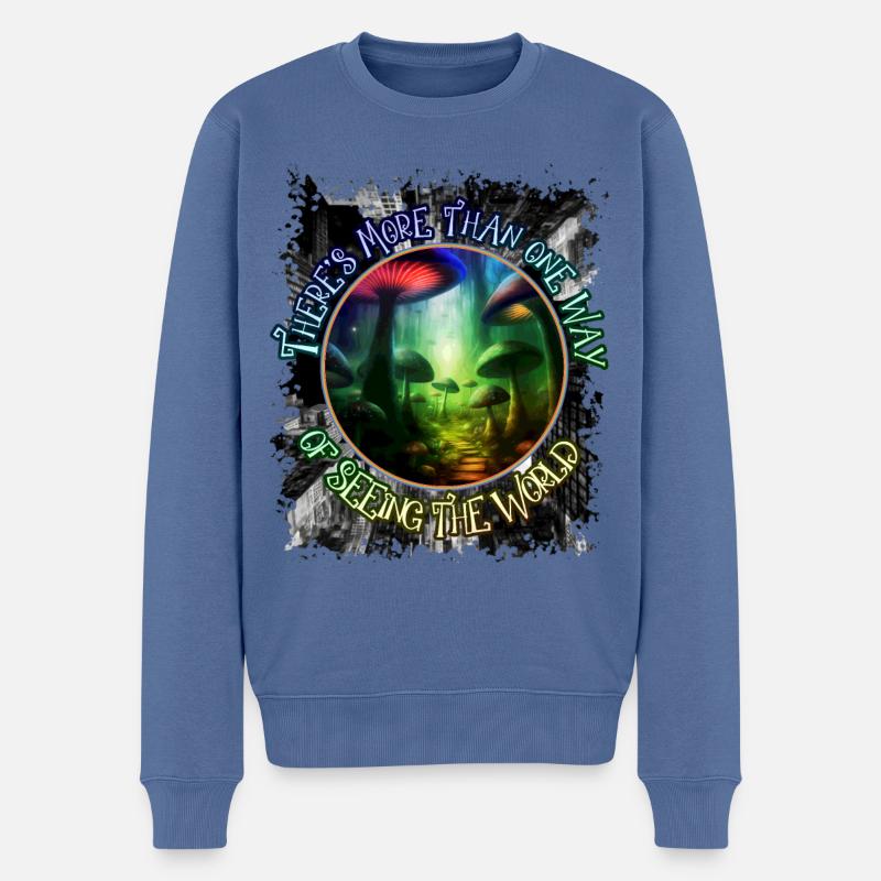 Mushroom Way Mycology Couleur psychédélique - Pull Premium bio Homme - bleu pigeon