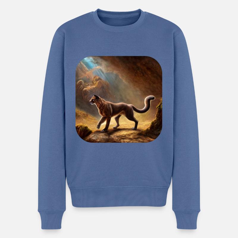 Wildkatze - Männer Premium Bio Pullover - Taubenblau