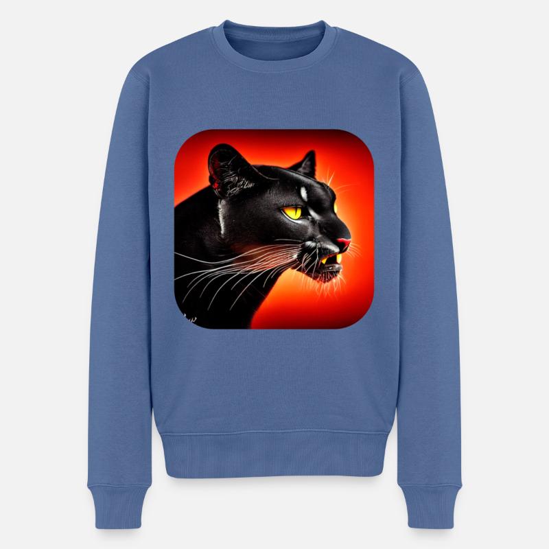 Wildkatze - Männer Premium Bio Pullover - Taubenblau