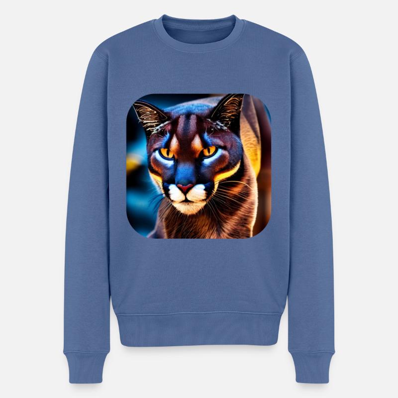 Wildkatze - Männer Premium Bio Pullover - Taubenblau
