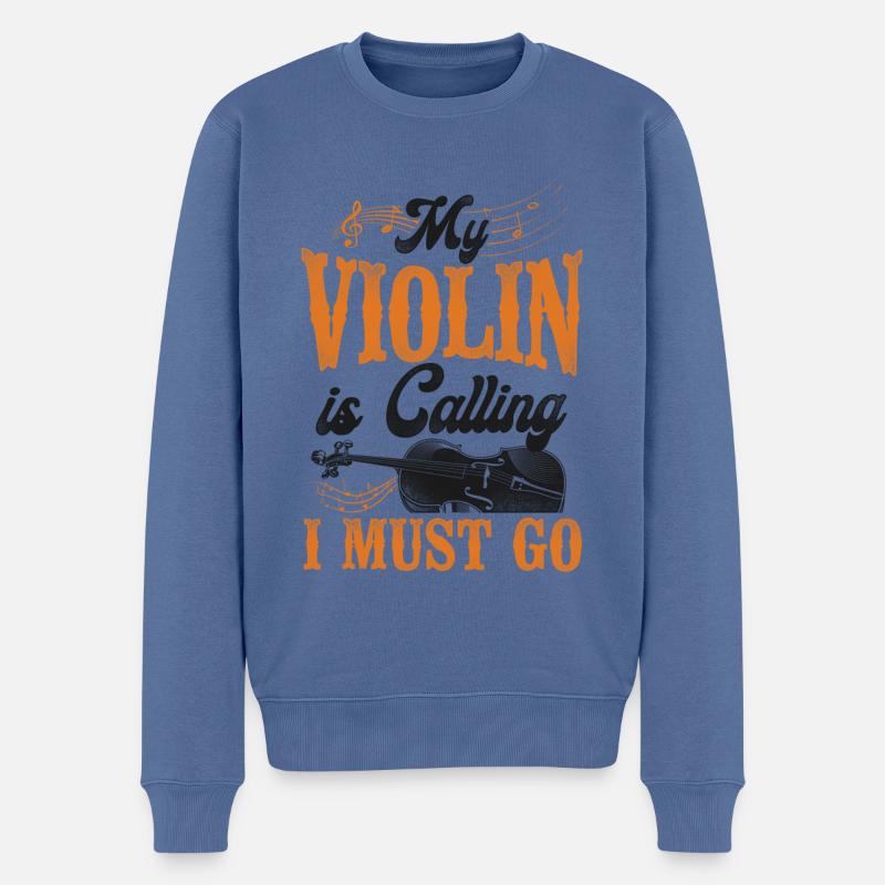 Violon Violoniste Vintage Mon Violon - Pull Premium bio Homme - bleu pigeon