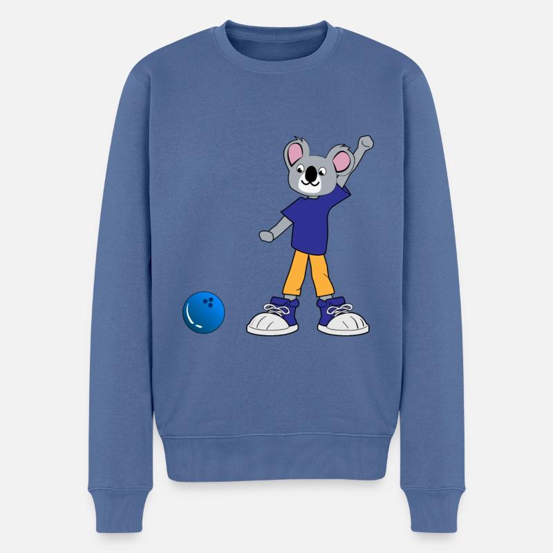 Koala spielt Bowling - Männer Premium Bio Pullover - Taubenblau