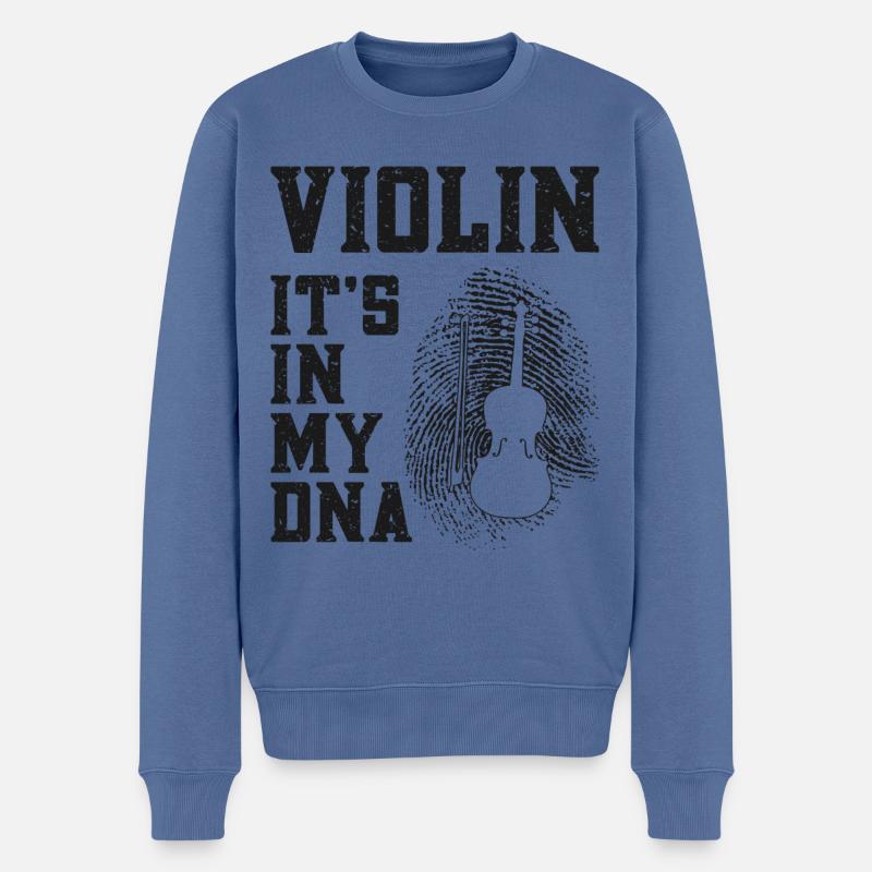 Violon Violoniste Empreinte digitale - Pull Premium bio Homme - bleu pigeon