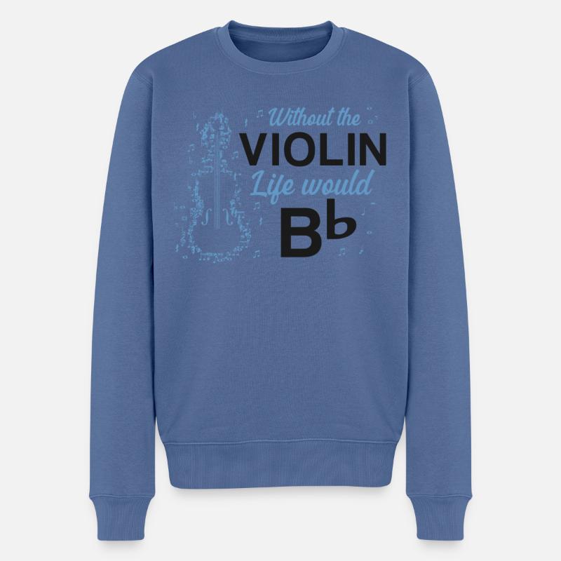 Violin Violinist Pun Without The - Männer Premium Bio Pullover - Taubenblau