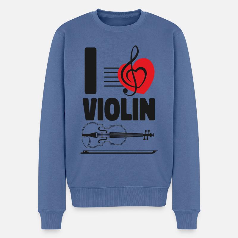 Violon Violoniste Coeur J’Aime - Pull Premium bio Homme - bleu pigeon