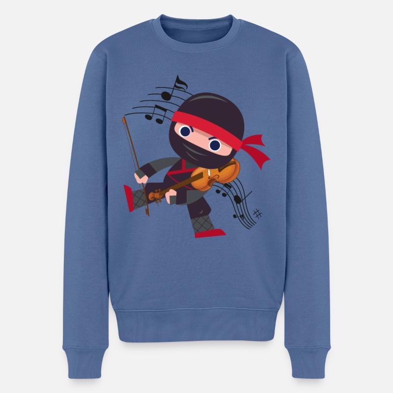 Violin Violinist Ninja Violin - Männer Premium Bio Pullover - Taubenblau
