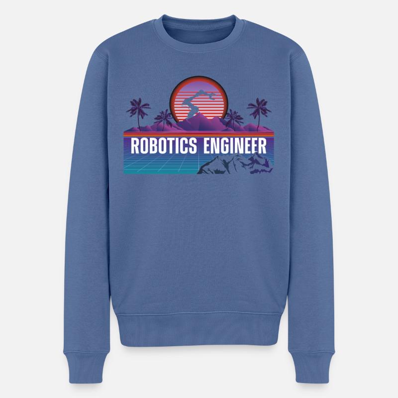 Robot Robotics Engineer Retro - Männer Premium Bio Pullover - Taubenblau