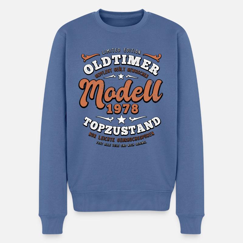Oldtimer Modell 19678 - Geburtstag - Jahrgang - Männer Premium Bio Pullover - Taubenblau