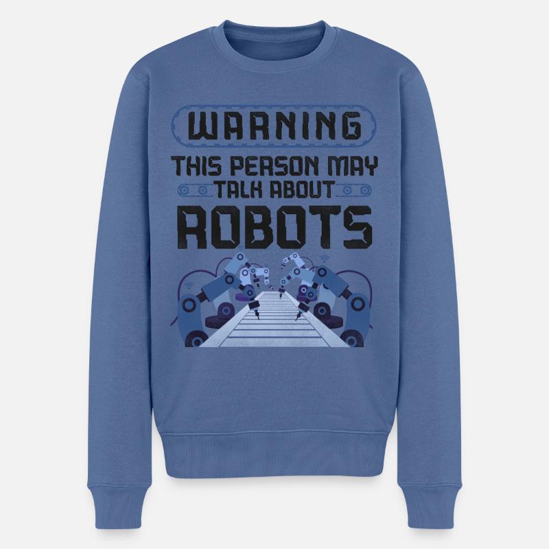 Robot Robotics Engineer Warning - Men's Premium Organic Jumper - stone blue