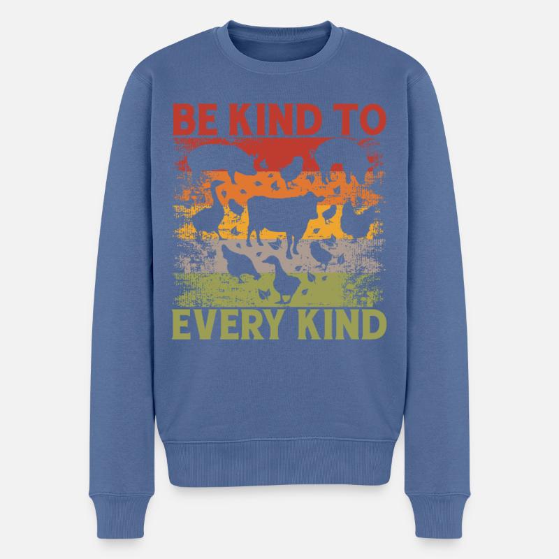Be Kind to every Kind Tierliebe Vegan - Männer Premium Bio Pullover - Taubenblau