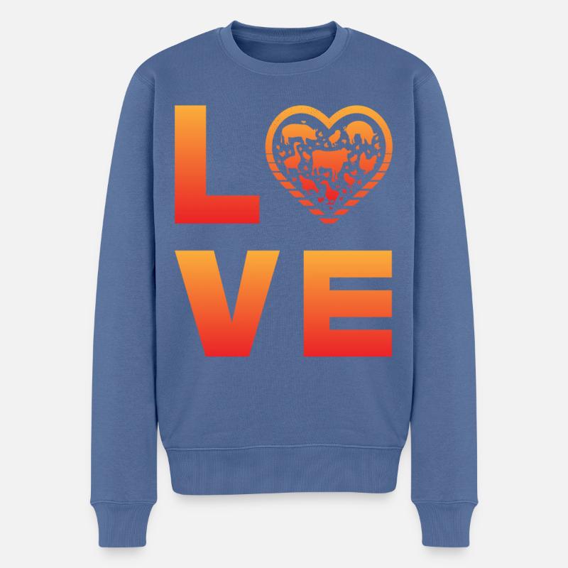 Vegan Love - Männer Premium Bio Pullover - Taubenblau