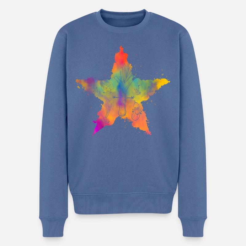 Vegan - Männer Premium Bio Pullover - Taubenblau