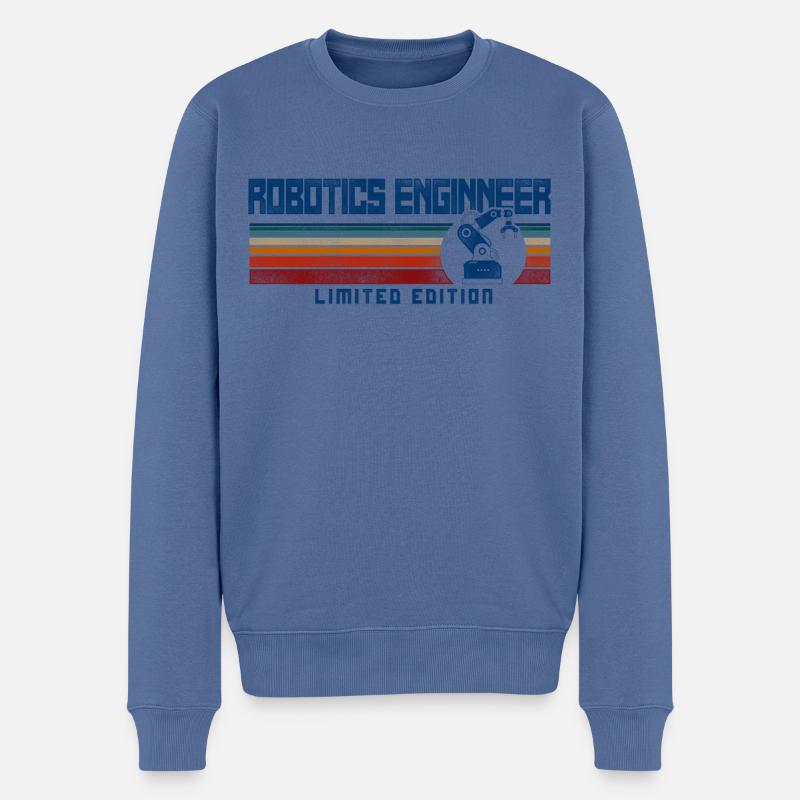 Robot Robotics Engineer Retro - Männer Premium Bio Pullover - Taubenblau
