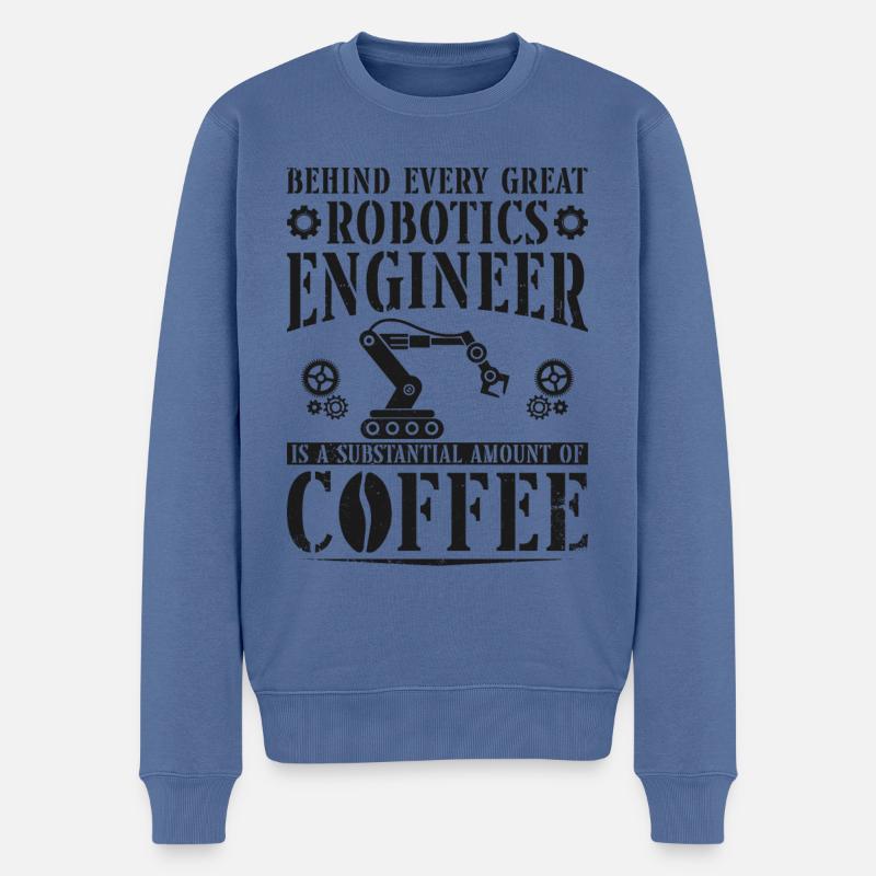 Robot Robotics Engineer Coffee - Männer Premium Bio Pullover - Taubenblau