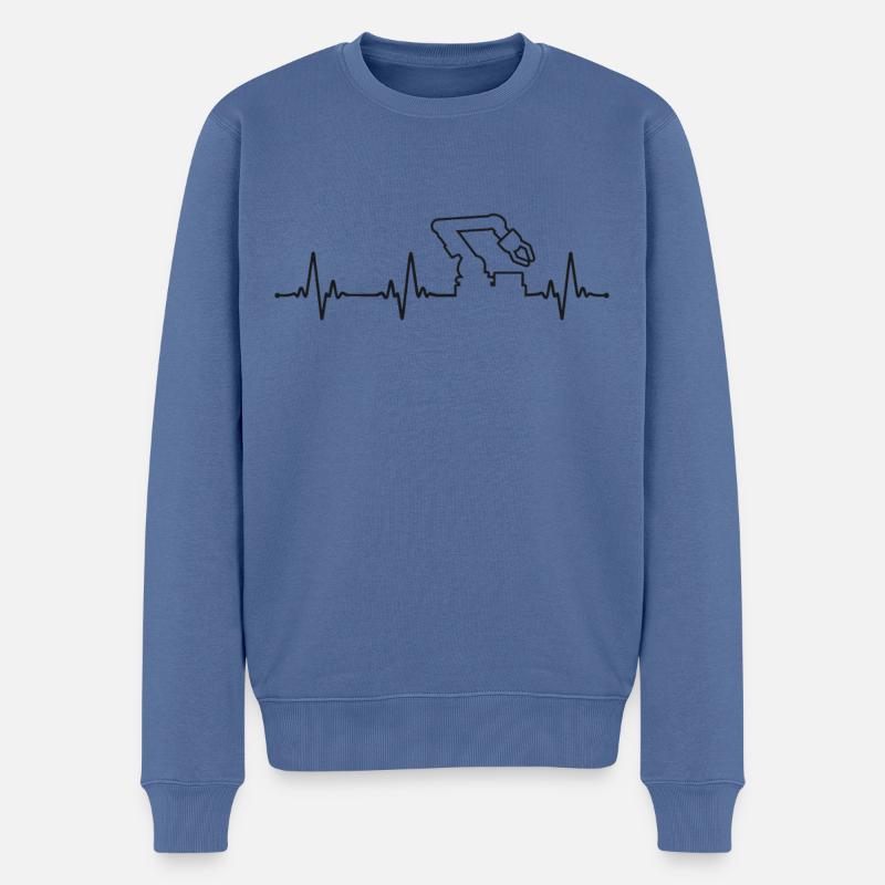 Robot Robotics Engineer Heartbeat - Männer Premium Bio Pullover - Taubenblau